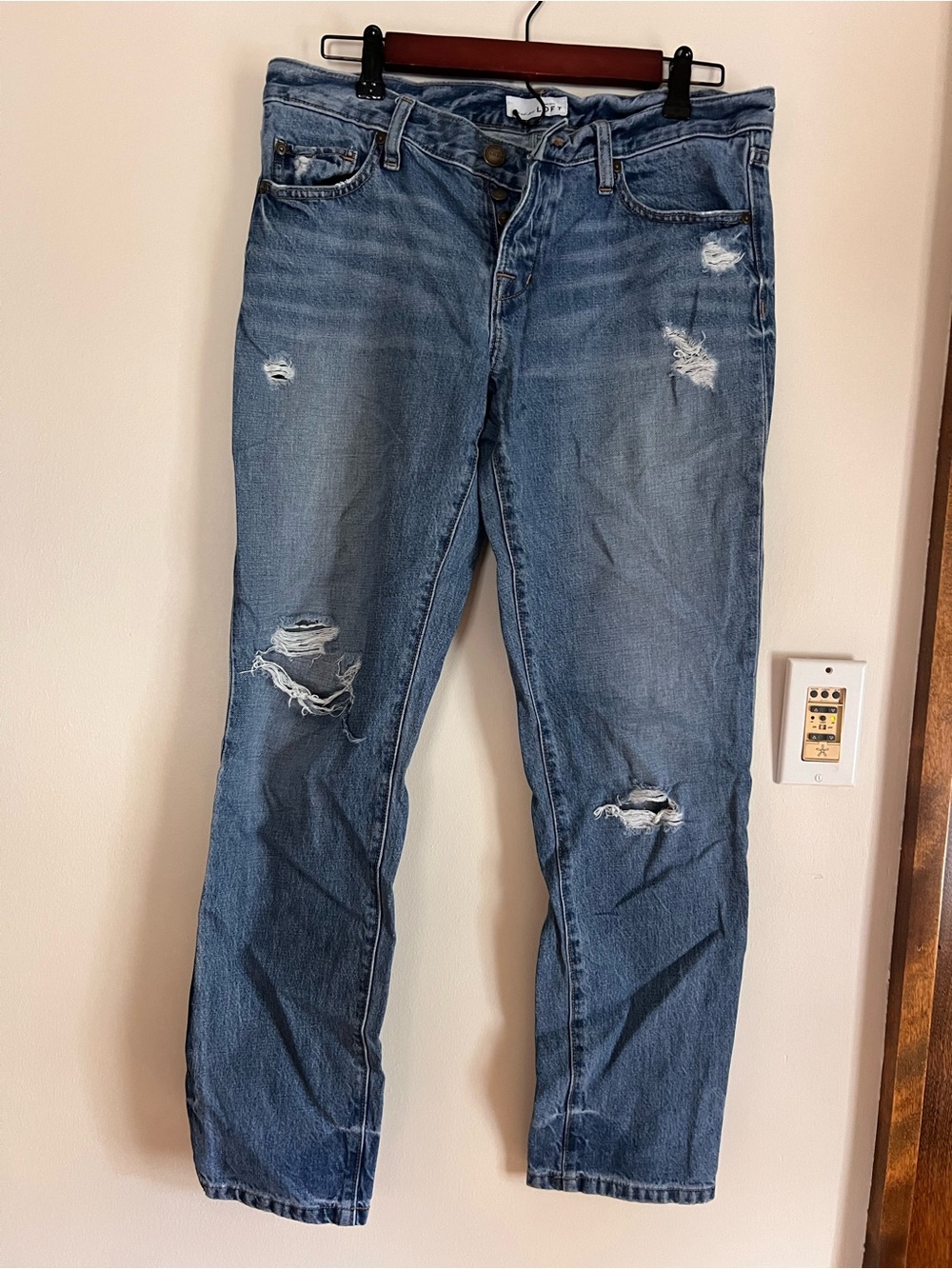 LOFT Distressed Light Blue Boyfriend Jeans